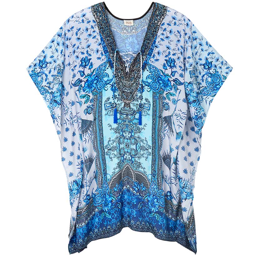 Women's Lace-Up Swimsuit Cover-Up Kaftan#select-color_blue