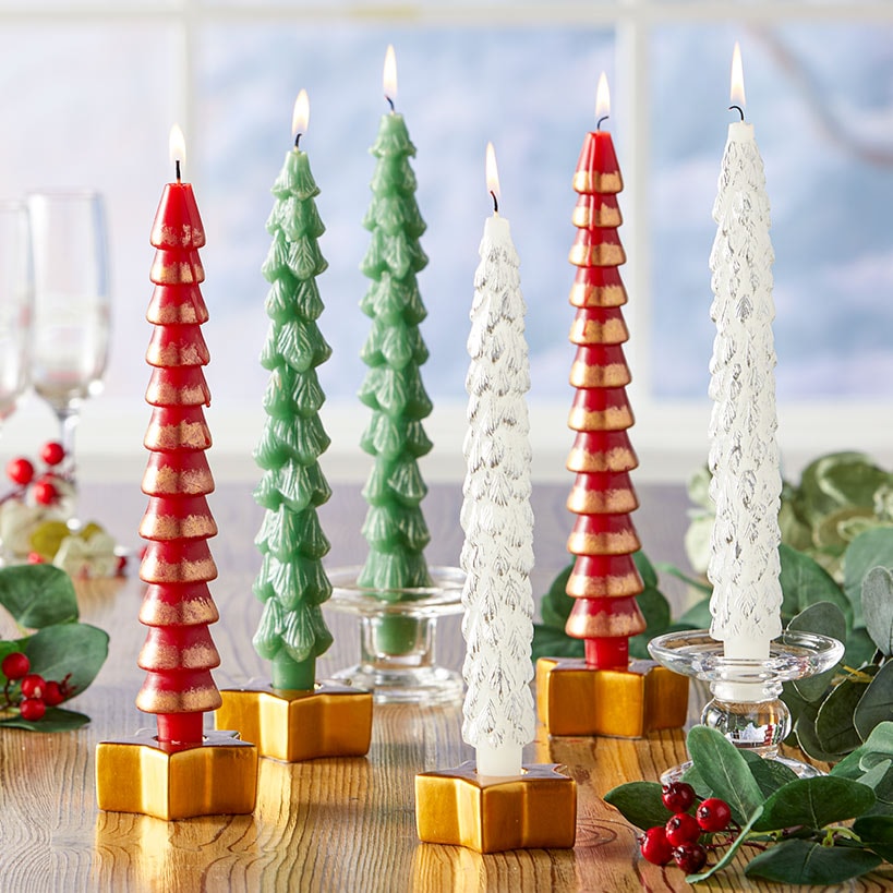 Festive Taper Candle or Candleholder Sets