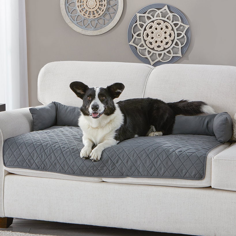 Quilted Pet Bed with Headrest