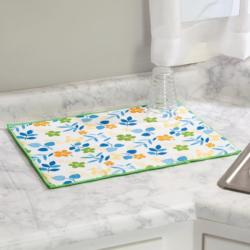 Dish Drying Mat Absorbent Kitchen Counter Mat Floral