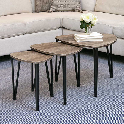 Industrial-Style Nesting Coffee End Tables - Set of 3