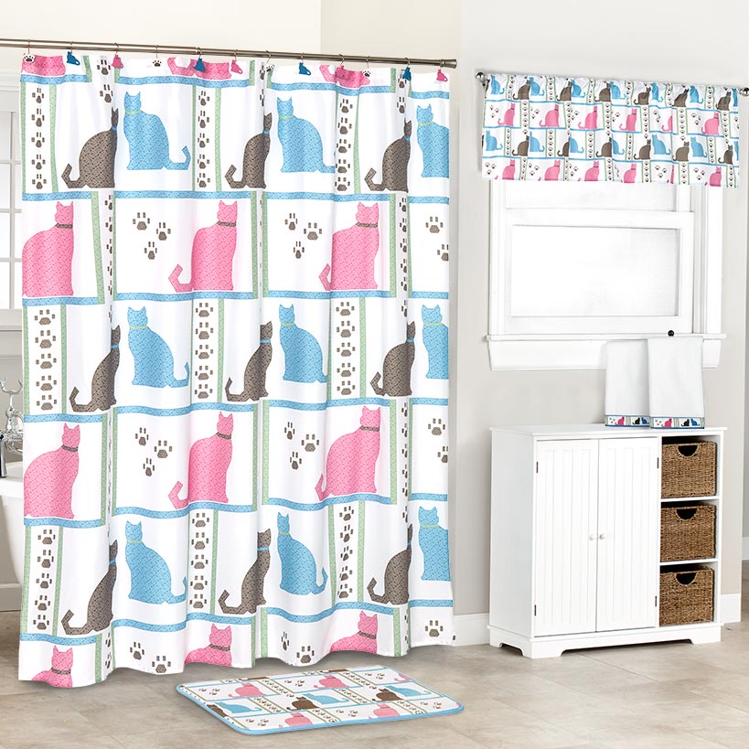 Cat Paw Print Shower Curtain or Valance
