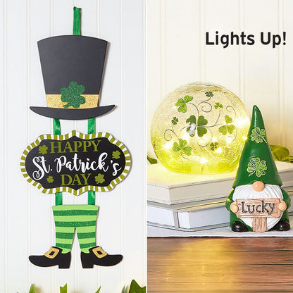 St. Patrick's Day Gnome, Wall Sign, or Shamrock Glass Lighted Ball