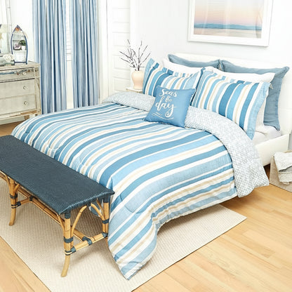 Coastal Stripe Full/Queen or King Comforter Set, Decorative Pillow