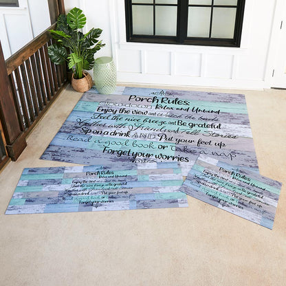 Porch Rules Indoor/Outdoor Area, Accent, or Runner Rug