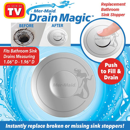 Mer-Maid™ Drain Magic™ Replace Broken Or Missing Bathroom Sink Stopper