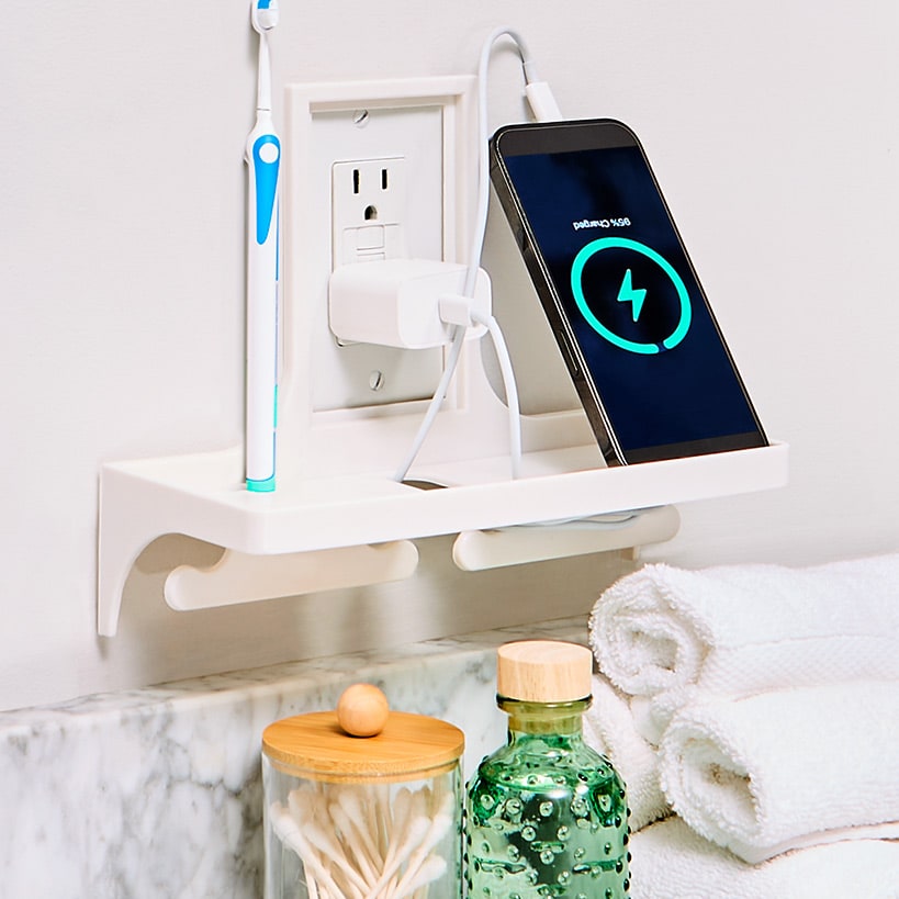 Wall Outlet Cover Storage Shelf - Kitchen or Bathroom