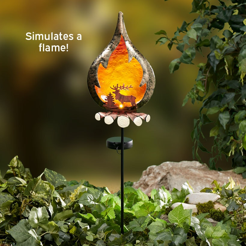 Solar Campfire With Elk Silhouette Stake