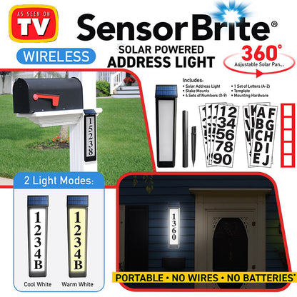 Sensor Brite® Solar Powered, Adjustable, House Address LED Light