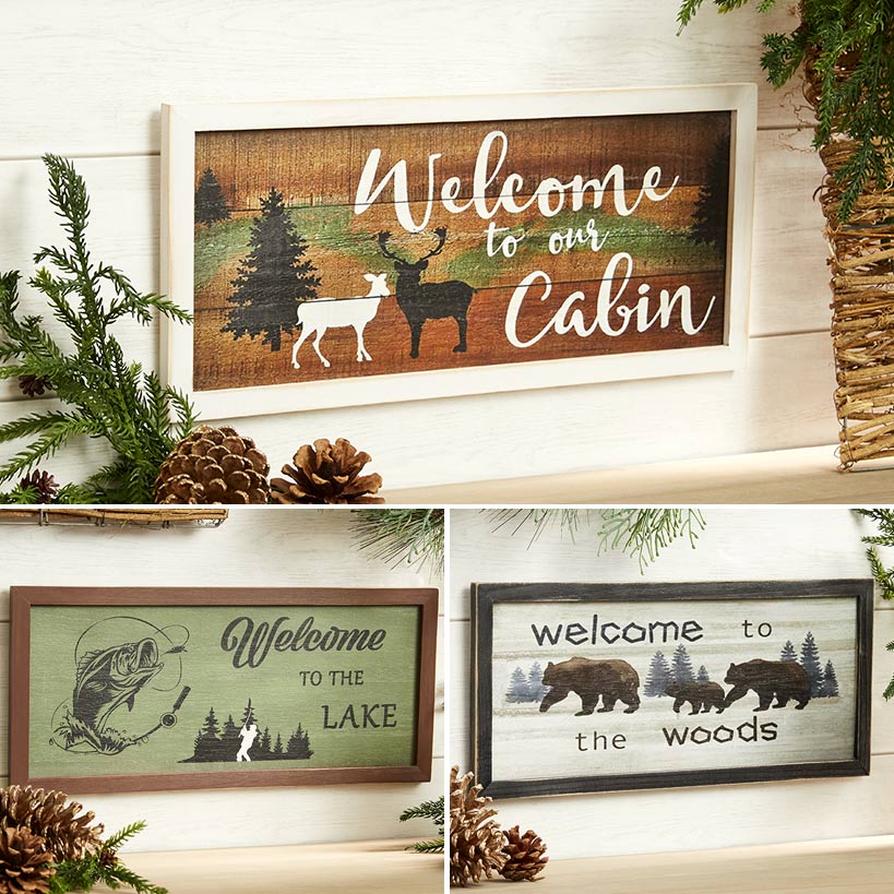 Woodland Welcome Sign Wall Art - Cabin, Lake or Woods