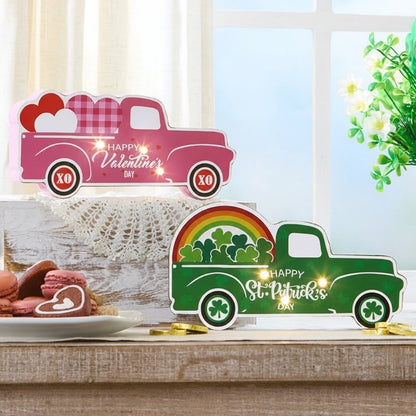 Valentine's and St Patrick's Lighted Truck Tabletop Décor