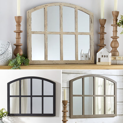 Rustic Country Window Pane Mirror - Black, Dark Brown, or White