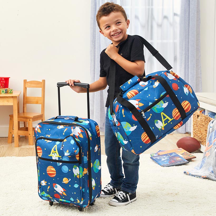 Kids' Monogrammed Space-Themed Luggage 3 Pc. Set