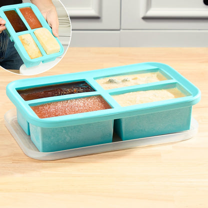 Silicone Food Freezer Tray with Lid - 4 Cups