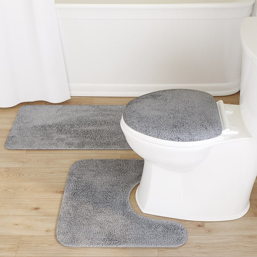 Bath Rug Set with Anti-Skid Backing: Bath Mat, Contour Rug, Lid Cover