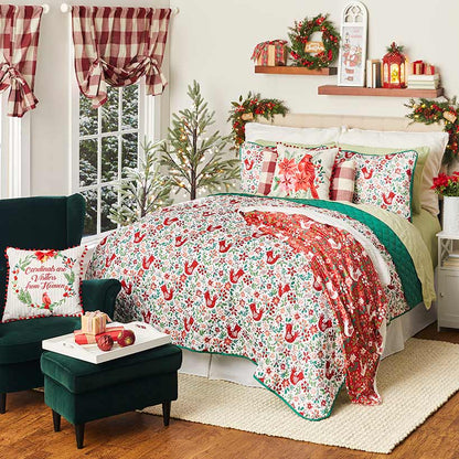 Nordic Cardinal Quilt Set Full/Queen or King with Shams