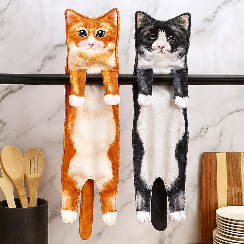 Cat Shaped Decorative Soft And Absorbent Hanging Kitchen Towel