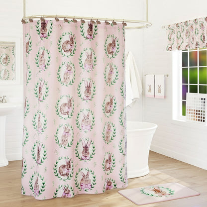 Bunnies and Bows Shower Curtain, Bath Rug, or Hooks