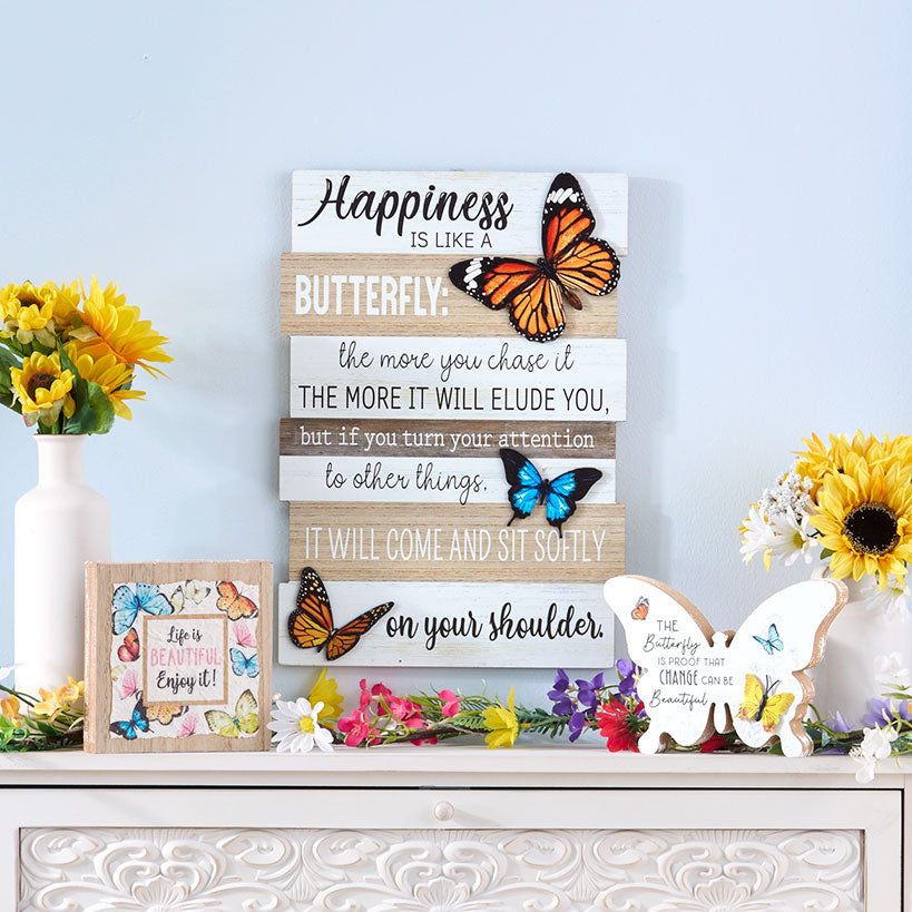 Vibrant Butterfly Sentiment Hanging Sign or Block Signs