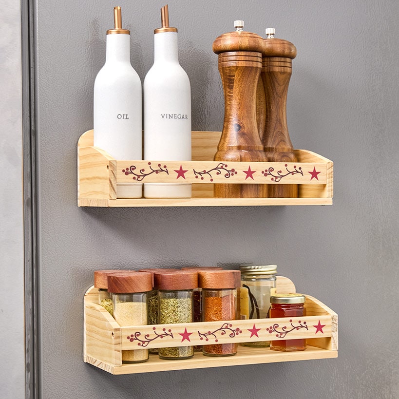 Farmhouse Kitchen Magnetic Storage Shelf Set of 2