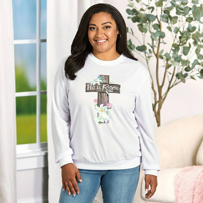 Easter He Is Risen Cross Sweatshirt