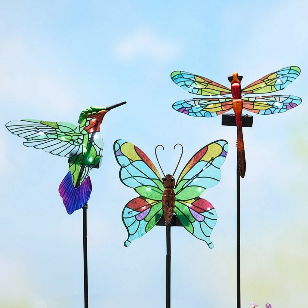Vibrant Solar Glass Garden Stake