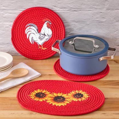 Decorative Kitchen Fabric Trivets - Set of 3