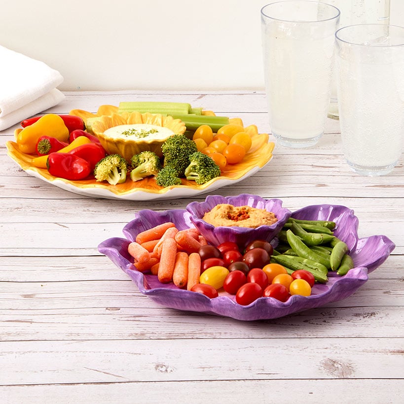Chip and Dip Flower Ceramic Serving Platter