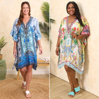 Women's Lace-Up Swimsuit Cover-Up Kaftan