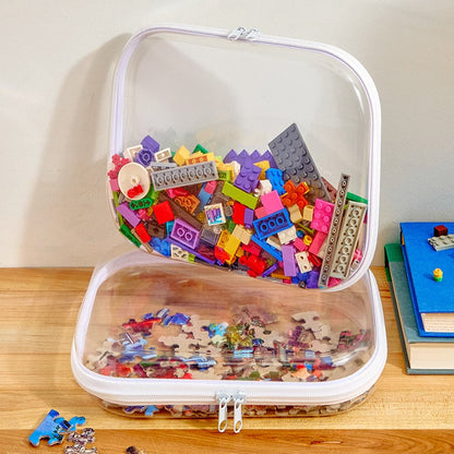 Clear Hard Plastic Zipper Container for Travel - 2-Pk.