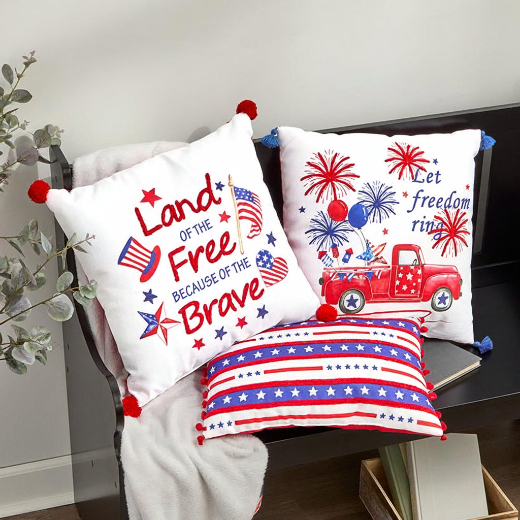 Americana Embroidered Accent Pillow