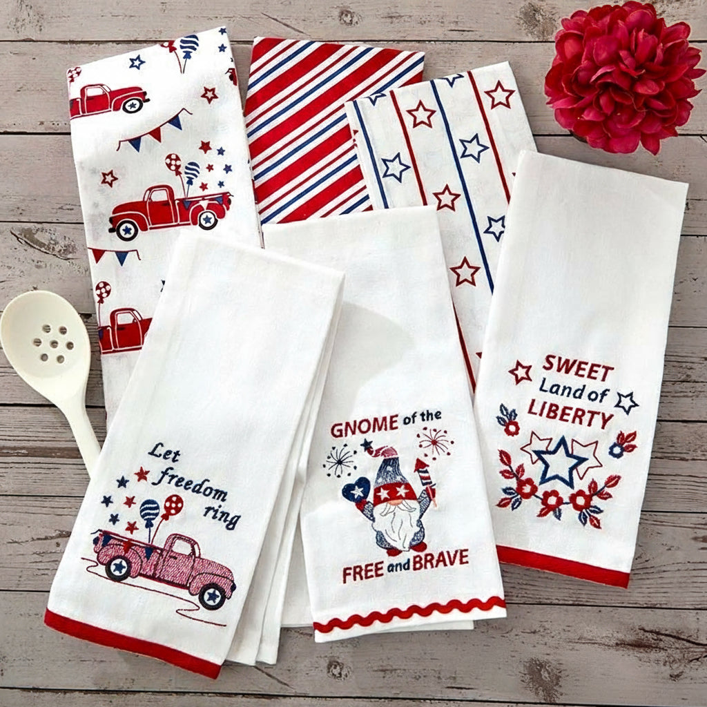 Americana Kitchen Towels Embroidered Set of 2
