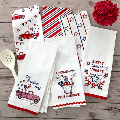 Americana Kitchen Towels Embroidered Set of 2