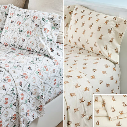 Ultra-Soft Microfiber Sheet Set Cats and Dogs