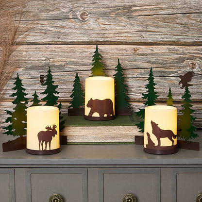 Forest Animals Flameless Flickering LED Candle Set 3 Pc.