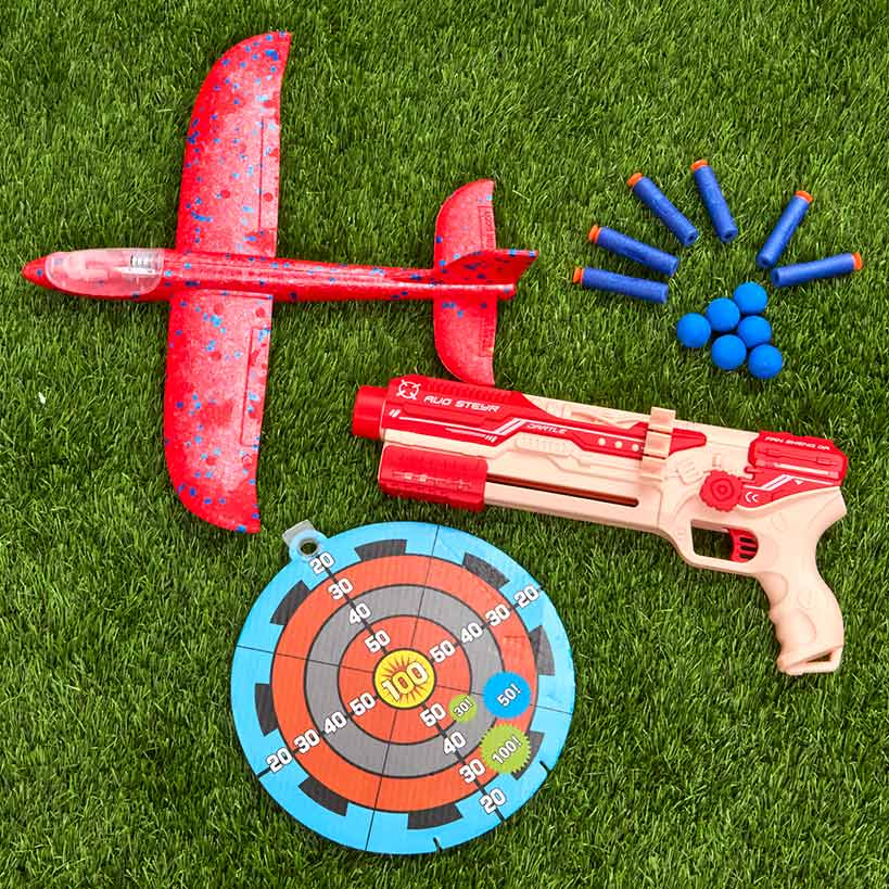 Airplane Launcher And Foam Ball Dart Blaster Gun Kids Fun Shooting Set