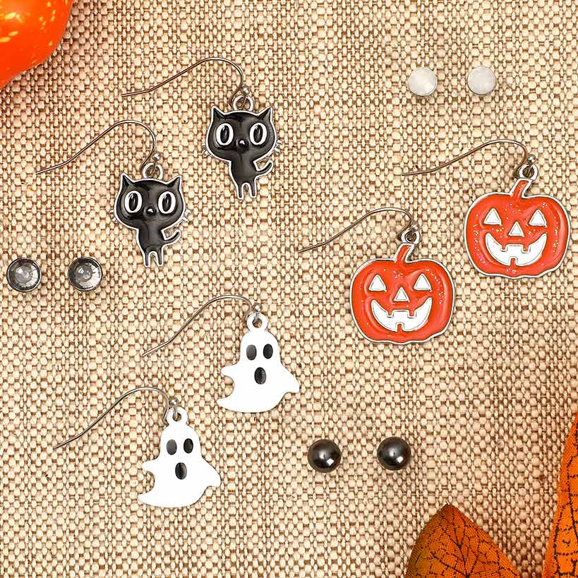 6-Pk Halloween Earrings