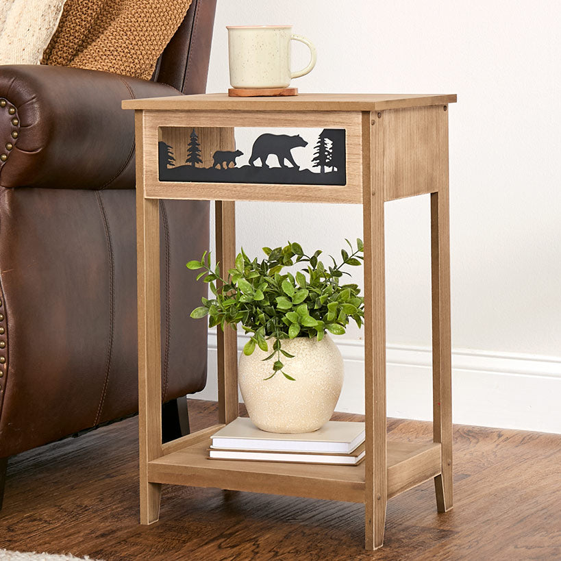 Rustic Lodge Style Side Table