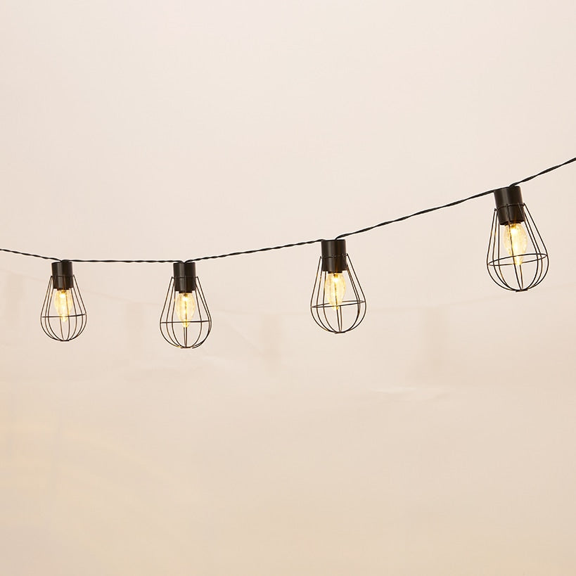 Solar Cafe Lights with Metal Cage Covers 10-LED String#select-design_lightbulb