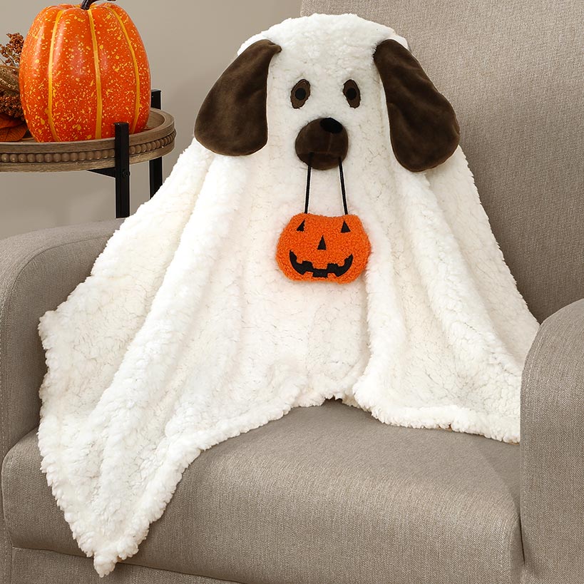 Howl-o-Ween Ghost Dog Halloween Decorative Pillow