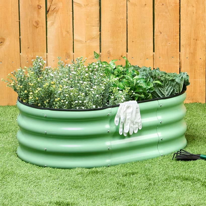 Green Oval Garden Raised Bed Kit