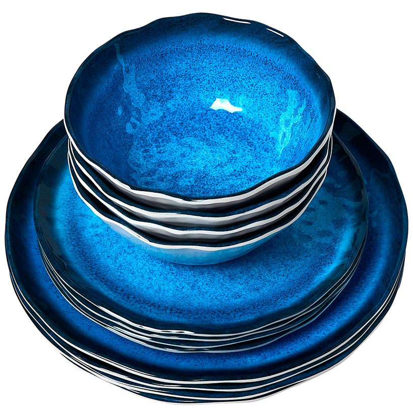 Rustic Melamine Vibrant Dinnerware Set Service for 4