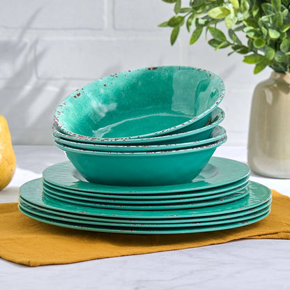 Crackle Lightweight Melamine Dinnerware Set - 12-Pc.