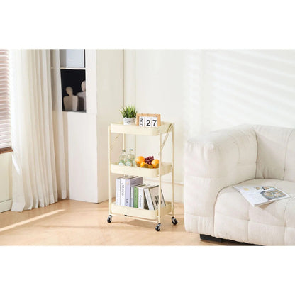 3-Tier Rolling Metal Storage Organizer Mobile Utility Cart