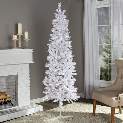 Prelit Slim Christmas Tree - 7 Ft