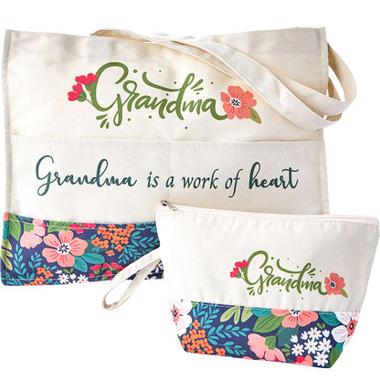 Mom Or Grandma Themed Tote and Clutch Set