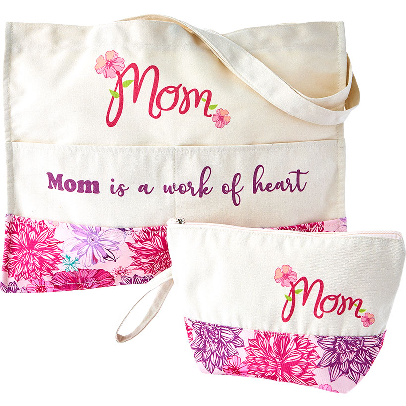 Mom Or Grandma Themed Tote and Clutch Set