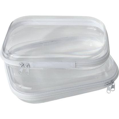 Clear Hard Plastic Zipper Container for Travel - 2-Pk.