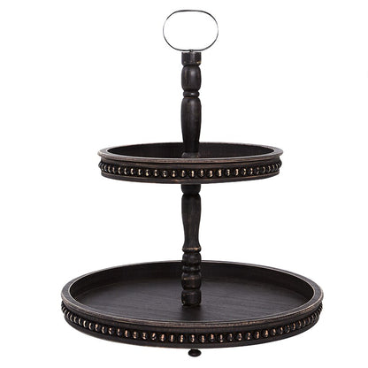 Beaded Wood Round Trays