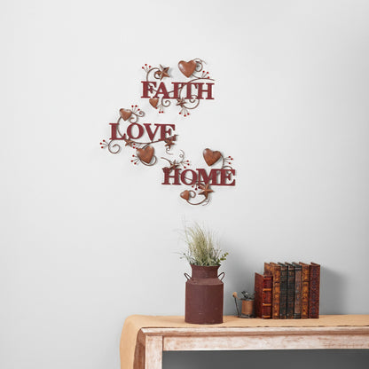 Hearts and Stars Rustic Wall Art - 3 Piece Set
